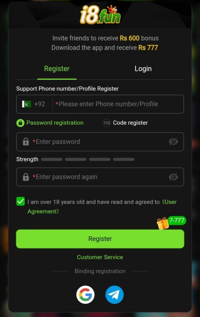 i8PKR GAME Registration